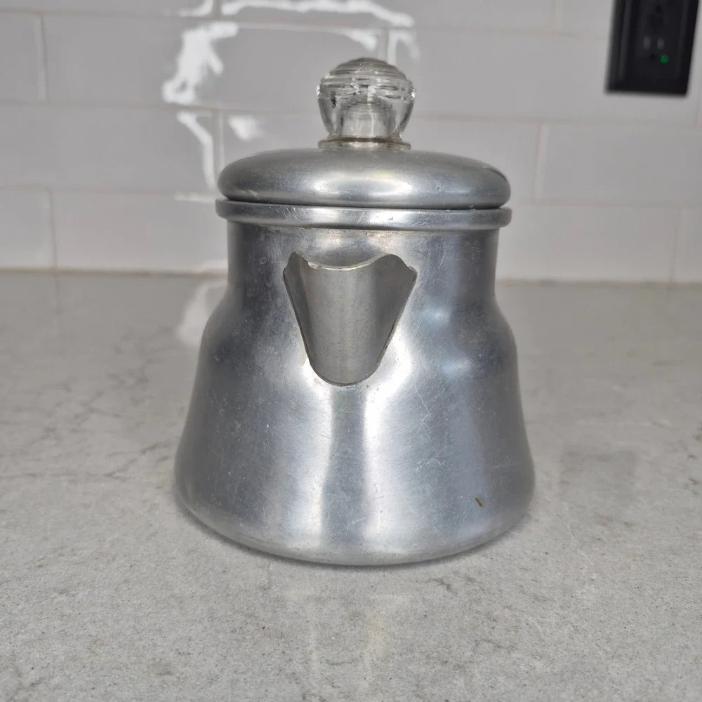 Wear-Ever X-3002 Coffee Percolator Vintage Aluminum Bakelite Handle‎ Silver